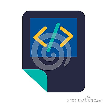 Coding script electronic file symbol glyph vector illustration Cartoon Illustration