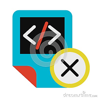 Coding script file delete symbol glyph vector icon Vector Illustration