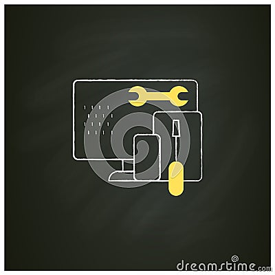 Coding toolkit chalk icon Vector Illustration