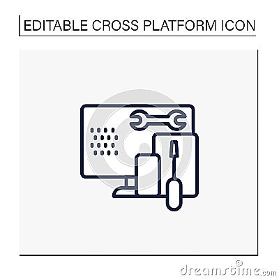Coding toolkit line icon Vector Illustration