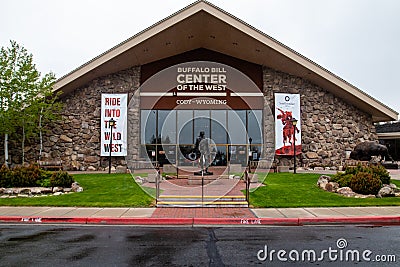 Cody, Wyoming, USA, May 23, 2021: front entrance of the Buffalo Bill Center of the West, that holds 5 museums Editorial Stock Photo