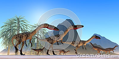 Coelophysis Hunting Party Stock Photo