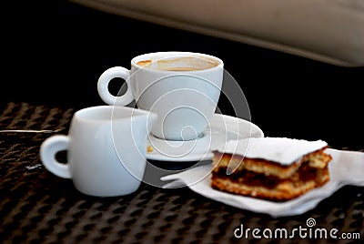Cofee milk and cake Stock Photo