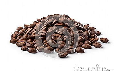 Coffe beans white background. Generative AI Stock Photo