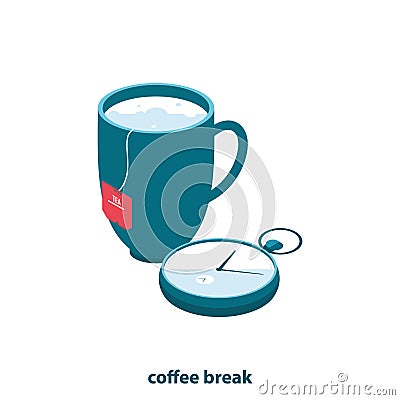 Coffe break, break from work Cartoon Illustration