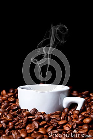 Coffe cup and coffe beans Stock Photo