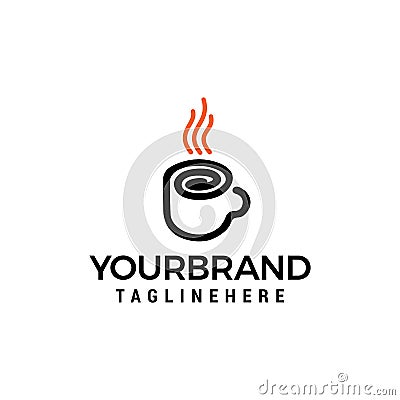 Coffe glass line logo design concept template Vector Illustration