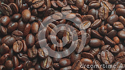 coffe grains pile on the table Stock Photo