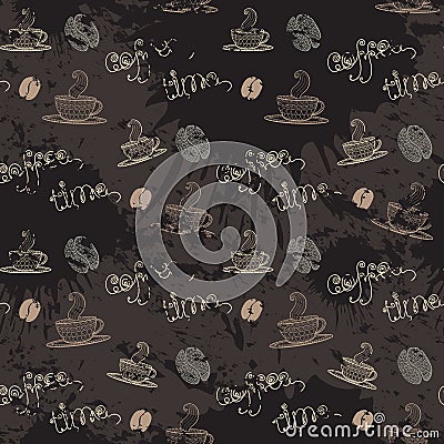 Coffe time.Seamless pattern Vector Illustration