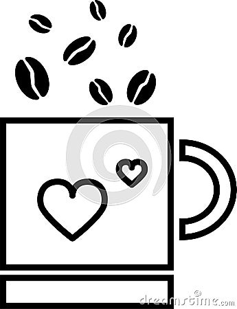 Coffee falls into a mug with a heart Stock Photo