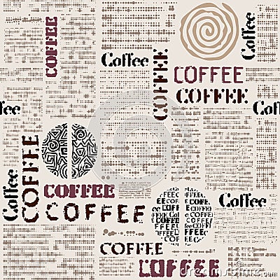 Coffee. Abstract coffee pattern. Seamless image Vector Illustration