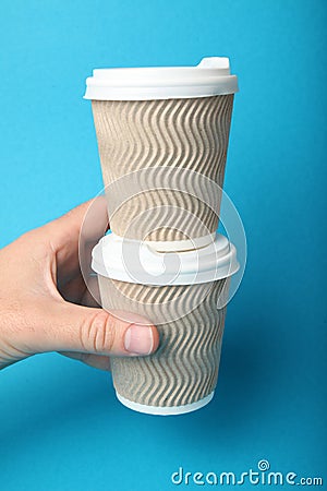 Coffee addiction, take away paper cups Stock Photo