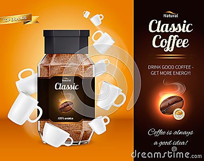 Coffee Advertisement Realistic Composition Vector Illustration