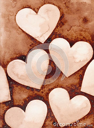 coffee background from hearts for a holiday and design in chocolate execution Stock Photo