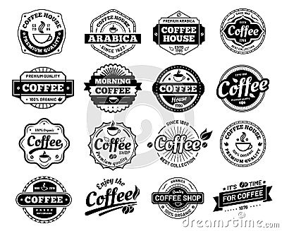 Coffee badges. Cafe logo stamp sticker. Restaurant logotype. Vintage logotype vector isolated illustration Vector Illustration