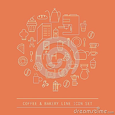 coffee and bakery line icon Vector Illustration