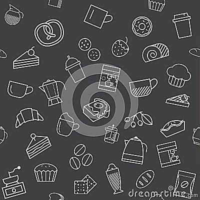 Coffee and bakery, seamless background design Vector Illustration
