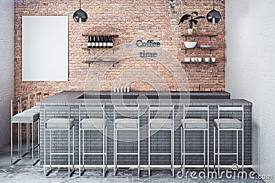 Coffee bar with blank poster Stock Photo