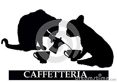 Coffee bar shop with cat and dog Stock Photo