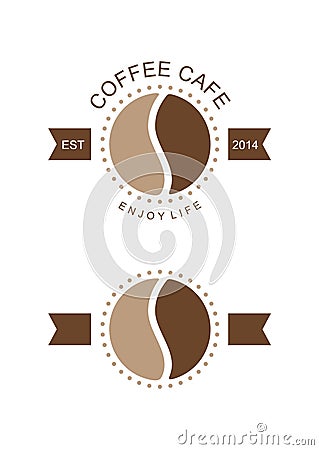 Coffee Bean Cafe Shop Banner Badge Logo Template Vector Illustration