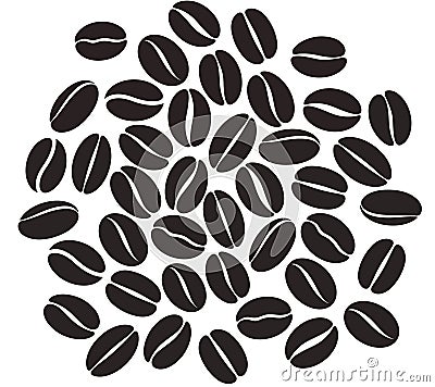 Coffee bean set. Isolated coffe beans on white background Vector Illustration