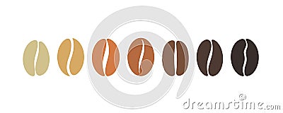 Coffee bean set. Isolated coffe beans on white background Vector Illustration