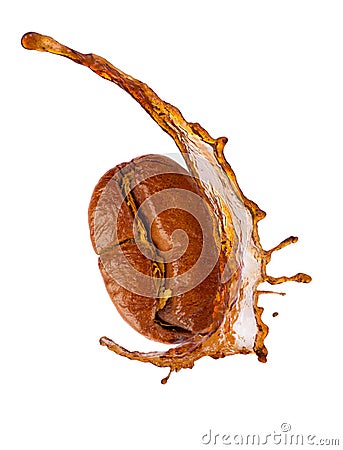 Coffee bean with a coffee splash Stock Photo