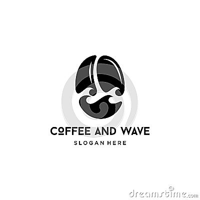 Coffee bean and wave logo design inspiration Vector Illustration