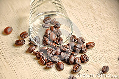 Coffee bean on wood background Stock Photo