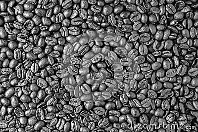 Coffee beans as a background. Black and white texture Stock Photo