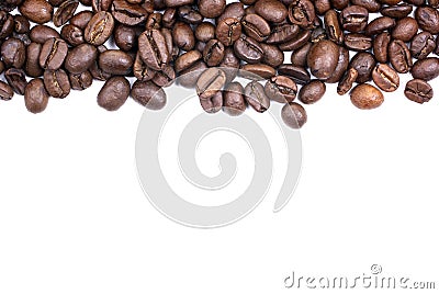 Coffee beans on white background isolated brown caffeine roasted espresso close up bean dark closeup pattern roast mocha grain top Stock Photo