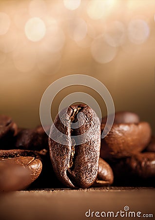 Coffee beans with bokeh Stock Photo