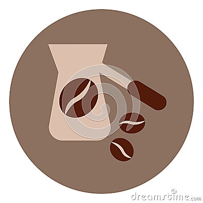 Coffee beans in cezva, icon Vector Illustration