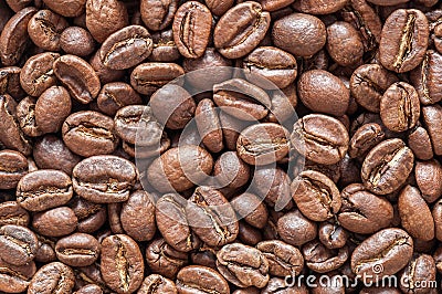 Coffee Beans Closeup Texture. Background. Stock Photo