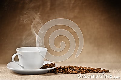 Coffee beans and coffee cup Stock Photo