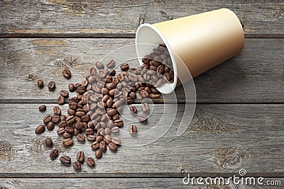Coffee Beans Cup Background Stock Photo