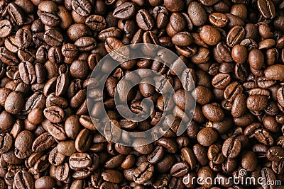 Roasted whole coffee beans Stock Photo