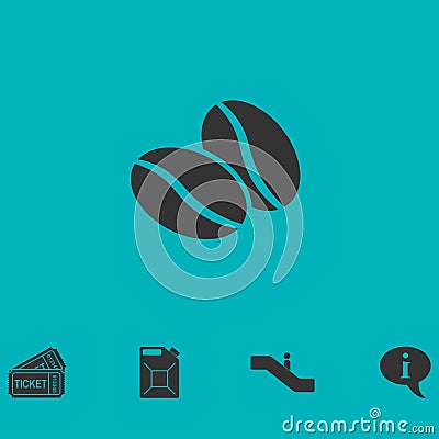 Coffee beans icon flat Vector Illustration