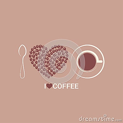 Coffee beans love concept background Vector Illustration