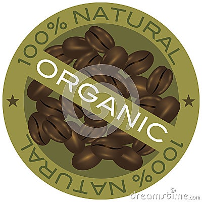 Coffee Beans Organic Label Illustration Vector Illustration