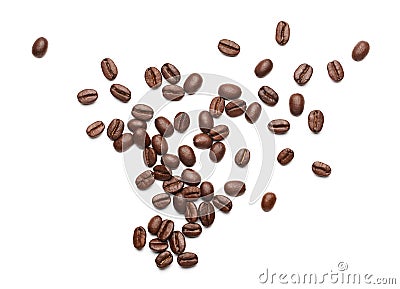 Coffee beans over white background Stock Photo