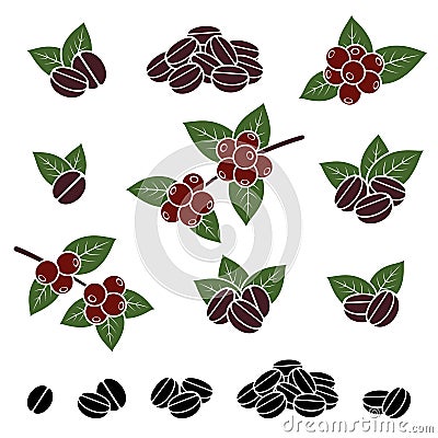 Coffee beans set. Vector Vector Illustration