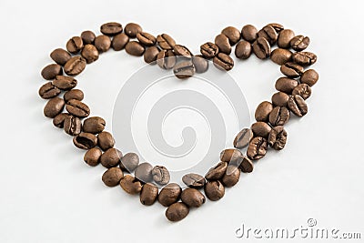 Coffee beans in the shape of a heart Stock Photo