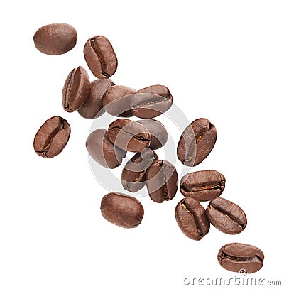 Coffee beans splashing isolated Stock Photo