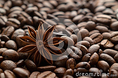 Coffee beans and star anise Stock Photo