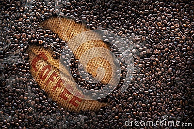 Coffee beans, texture, roasted coffee beans, big bean Stock Photo