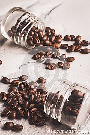 Coffee beans with textured background stock image. Stock Photo