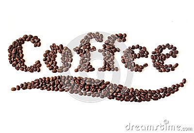 Coffee beans written Stock Photo