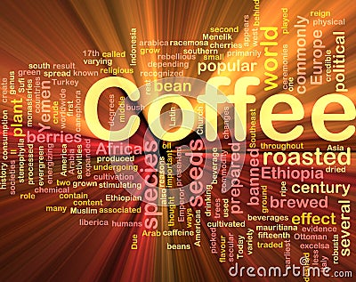 Coffee beverage background concept glowing Cartoon Illustration