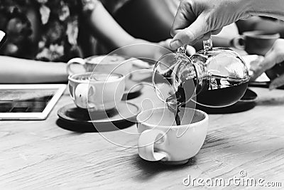 Coffee Beverage Relaxation Drinking Recreation Concept Stock Photo